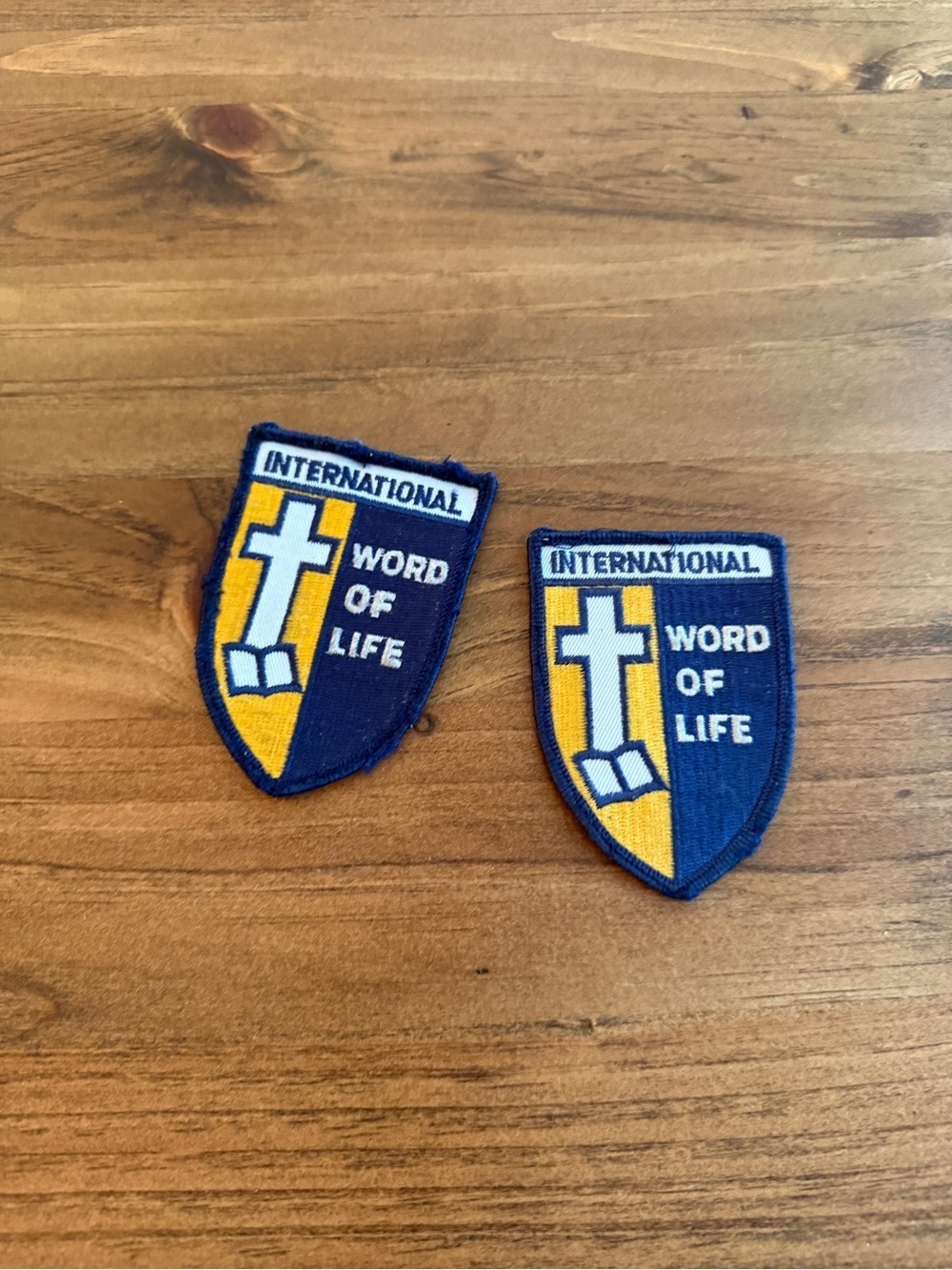 International Word of Life Shield Patches - Blue & Yellow religious